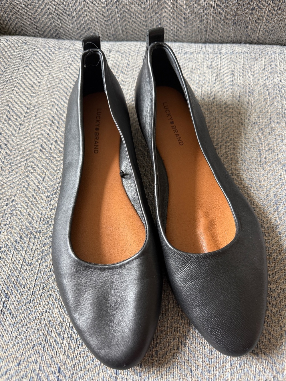 Lucky Brand Canison Women’s Black Leather Ballet Flats Size: 8M/39